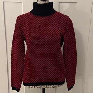 Karen Scott Black and Red Geometric Turtleneck Sweater
